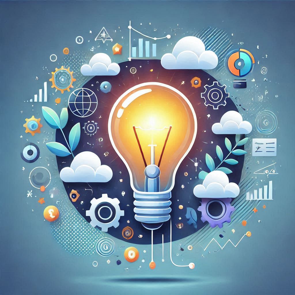 یک لامپ روشن در میان دست‌های نوآور.