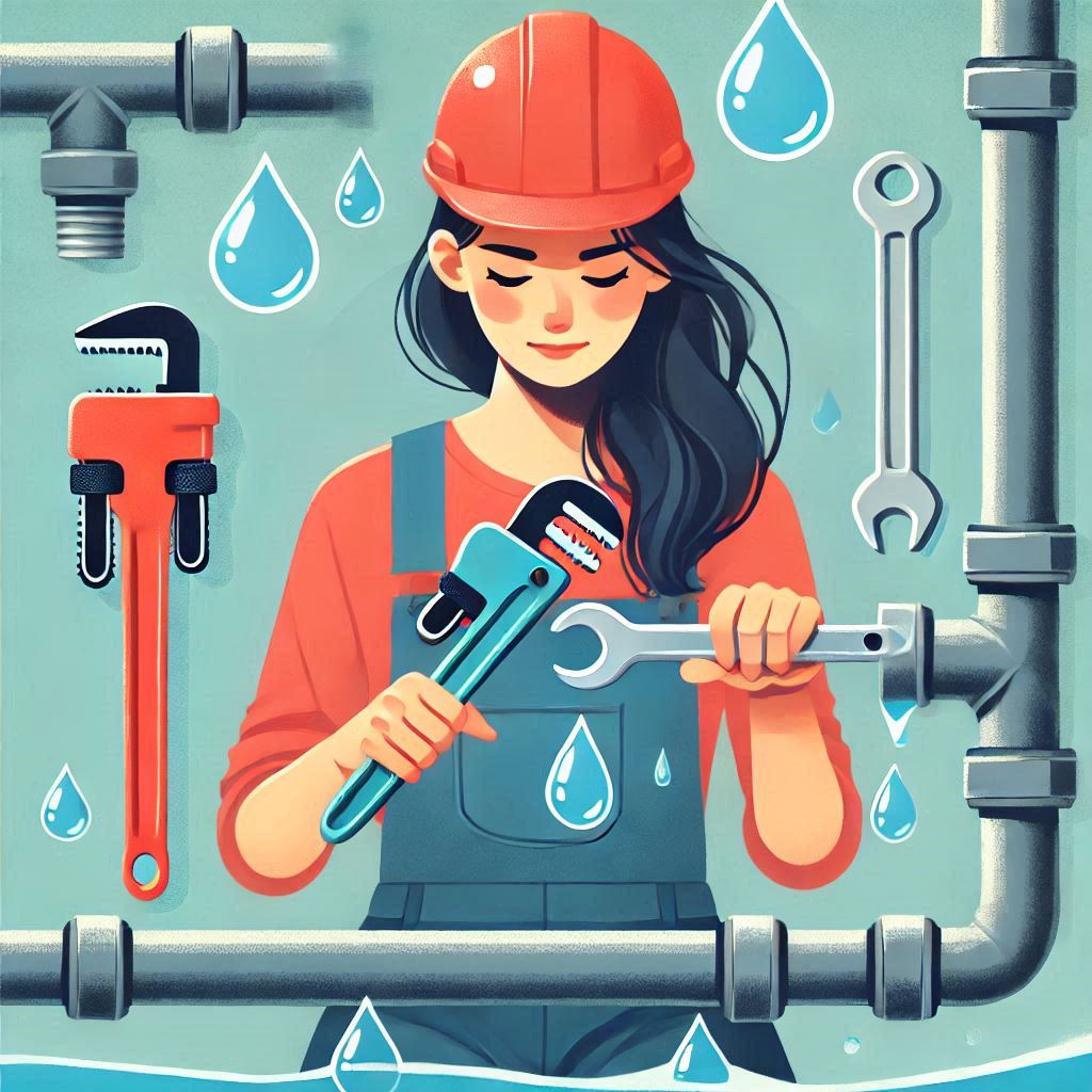 تعمیرکار اوسا در حال تعویض لوله فرسوده